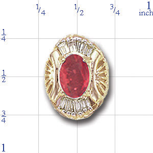 B1301 14K SLIDE WITH SAPPHIRE & 8 DIAMOND BAGUETTES 